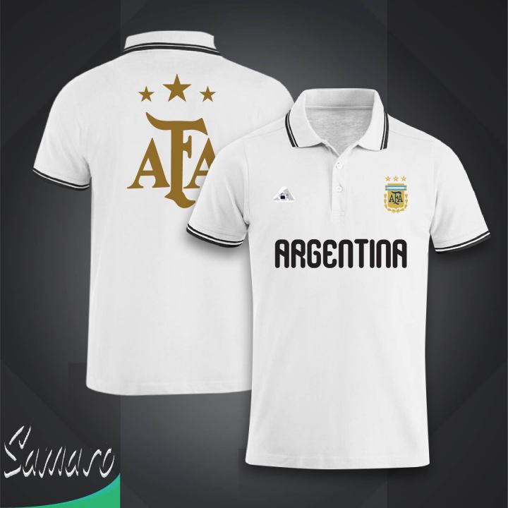 Argentina Short Sleeve Collar Polo Football Jersey For Men - Half Sleeve Collar Polo ATA t shirt - Argentina Jersey