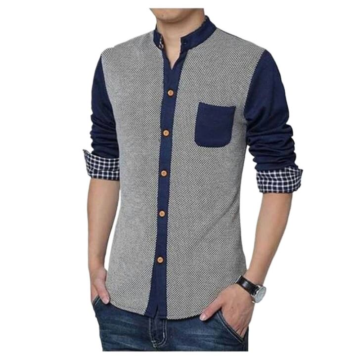 Blue%20Cotton%20Long%20Sleeve%20Shirt%20for%20Men%20-%20Image%203