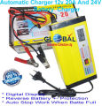 Automatic Battery Charge 12v and 24v 20AH Battery Charger Digital Display, Auto Stop When Battery Full,Fast and Efficient Charging for Multiple Battery Types. 