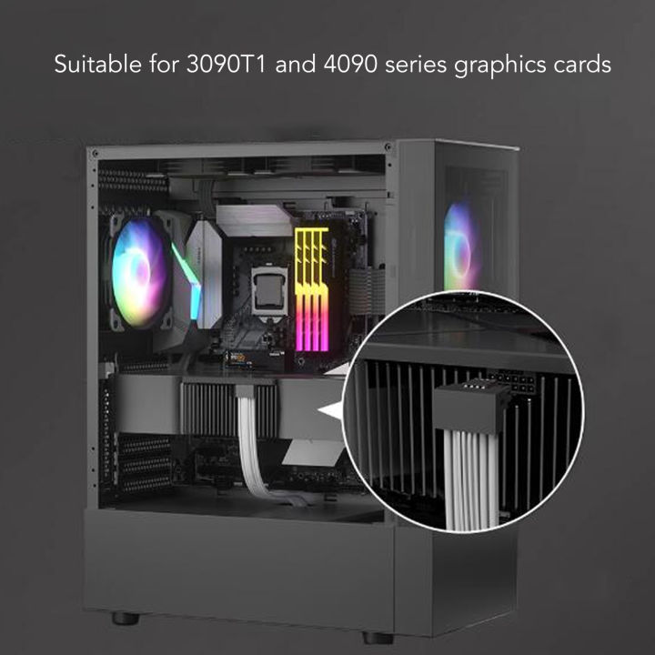 PCI E Cable, Power Modular Cable 90 Degree Bend Reliable Transmission for 12VHPWR PCI-E 5.0 3090Ti 4090 4080 Graphics Card