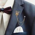 Men's Crown Brooch Pins Hanging Chain Brooch Jewelry Breast Pins Fashion Suit Pin Suit Stud Lapel Pin for Boyfriend Career Suit Hat Coat Tie.