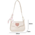 Cute Love Heart Women's Small Square Shoulder Bags Fashion Female Messenger Bag Simple Ladies Crossbody Purse Handbag with Scarf.
