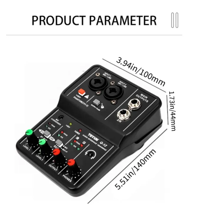 LKPCIGCXM%202X%20TEYUN%20Q-12%20Sound%20Card%20Audio%20Mixer%20Sound%20Board%20Console%20Desk%20System%20Interface%204%20Channel%2048V%20Power%20Stereo%20Computer%20Card%20-%20Image%203
