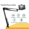 360° Flexible Adjustable Phone Holder Stand with Clamp – Telescopic Arm, Solid Support, Desk Mount for Mobile - Table mount mobile stand.