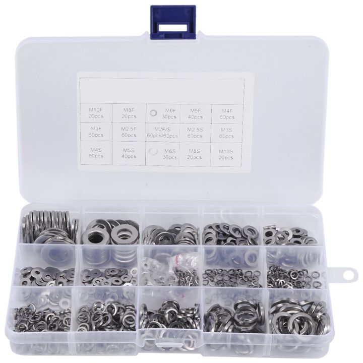 Flat Washer and Lock Washer Assortment Set(700 Pieces, 8 Sizes) | Daraz ...