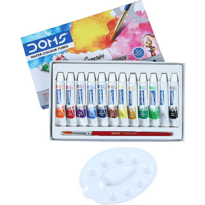 Doms%20Water%20Colour%20Paint%20r%2012/6%20Color%20Tubes%20box%20+%201pc%20Brush%20&1pc%20Palette%20for%20Water%20Painting%20-%20Image%203