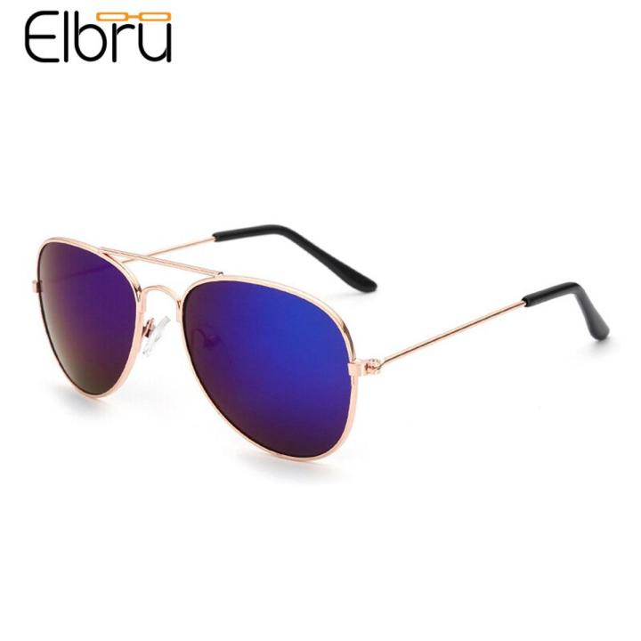 Elbru Children Reflective Colore Sunglasses Baby Fashion Square Metal Sun Glasses Kids Outdoor UV400 Eyeglasses For Girls Boys