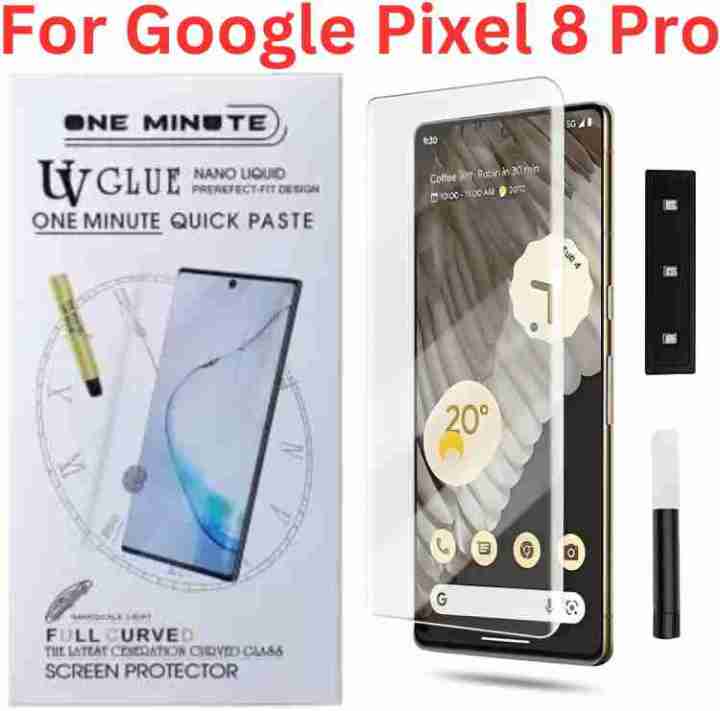 For Google Pixel 8 Pro (A+ GRADE) Premium UV Tempered Glass Screen Protector Curved with Liquid Glue and UV Light -Transparent Clear