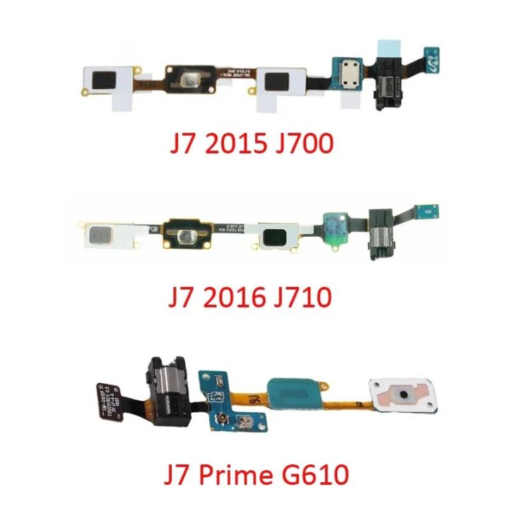 Home Button Earphone Flex For Samsung J7 Prime Metal 2015 2016 J700 J710 G610 Original Phone New Menu Flex Cable Replace Parts