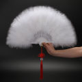 Upgraded full-fluff thickened feather fan, standard fan, cheongsam, catwalk, stage performance fan, dance fan, 50*30.