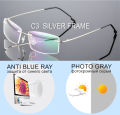 Rimless Myopia Glasses Prescription -0.5 to -8.0 Women Men Metal Frame Blue Ray Proof Chameleon Lenses For Shortsighted F085.