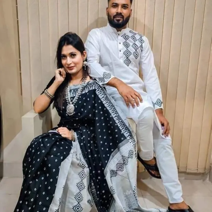 Dhupian%20Sari%20and%20Dhupian%20Punjabi%20for%20Combo%20Couples%20Clothing%20-%20Image%203