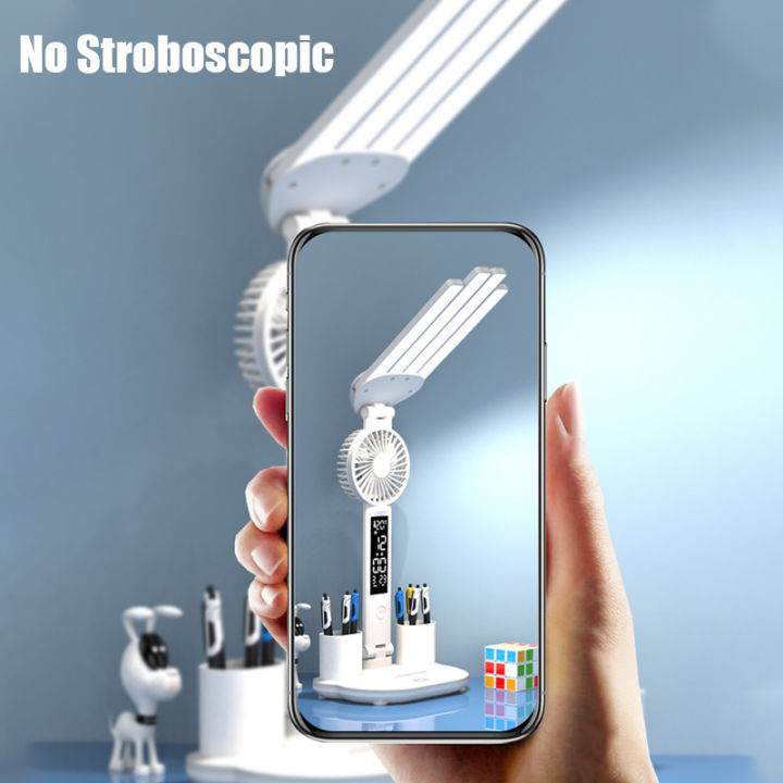 3in1%20Multifunction%20Table%20Lamp%20LED%20Four-headed%20Folding%20With%20Fan%20Calendar%20Clock%20USB%20Rechargeable%20Desk%20light%203%20color%20Reading%20Lamp%20-%20Image%202