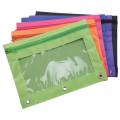 6 Pieces Ring Binder Pouch Pencil Bag with Holes 3-Ring Zipper Pouches with Clear Window (6 Colors). 
