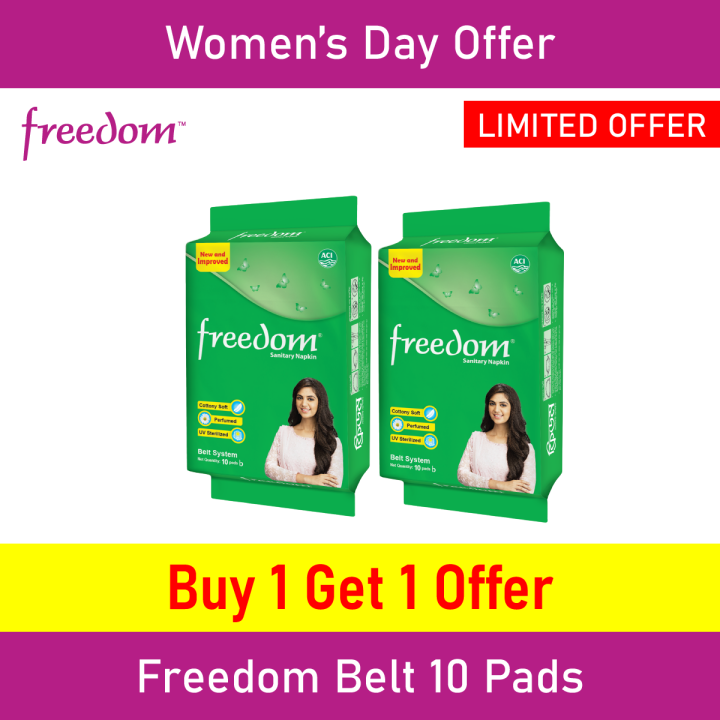 Freedom Sanitary Napkin Belt 10 Pads Buy 1 Get 1 Free