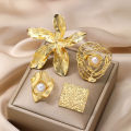 Enacolor 4Pcs/Set Retro Gold Irregular Alloy Flowers Ring Set Joint Rings for Women Exaggeration Jewelry Accessories Gifts.