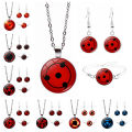 Cross-border new accessories Naruto Sharingan Time Gem Necklace Bracelet Earring Set Decoration. 