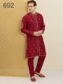 Stylish Premium Embroidery Tencel Cotton Fashionable Punjabi With Pajama Set For Men. 