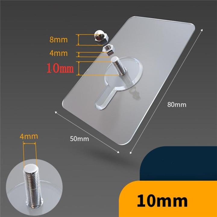 KING 2PCS Self Adhesive Hanging Hook Nails Stickers, Non-Trace No Drilling Transparent Strong Hook Nail , Adhesive Wall Hook Seamless Screw Sticker