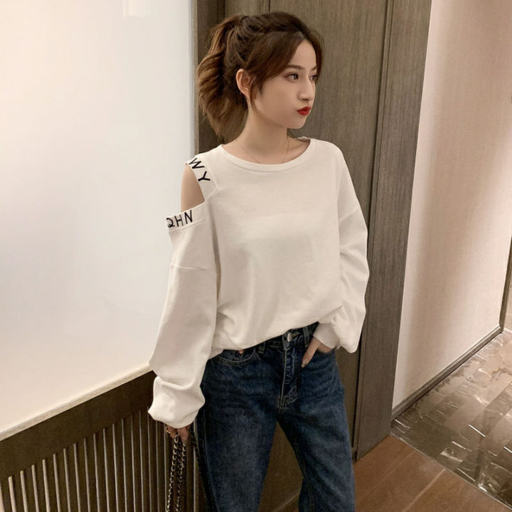 2022Spring%20and%20Autumn%20New%20Korean%20Style%20Loose%20off-Shoulder%20Letter%20Pullover%20Sweatshirt%20Women's%20Sneaky%20Design%20White%20Versatile%20Student%20Top%20-%20Image%207