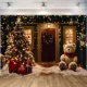 Fabric Material Photo Backdrop Artistic Printed Design Portable Size Photography Background Easy-to-Install Red Curtain Xmas. 