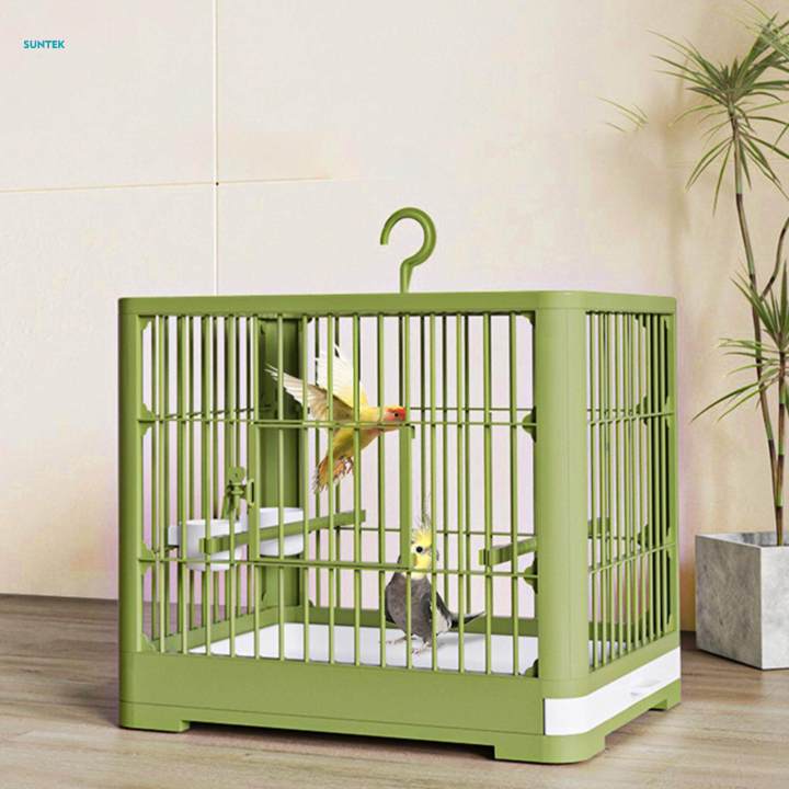 Parrot Bird Cage with Hook and Slide Out Tray, Home Use Cage Bird House for Parakeet,