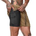 New Men's Double Layer Solid Shorts Large Size Fitness Training Fast Running Pants. 