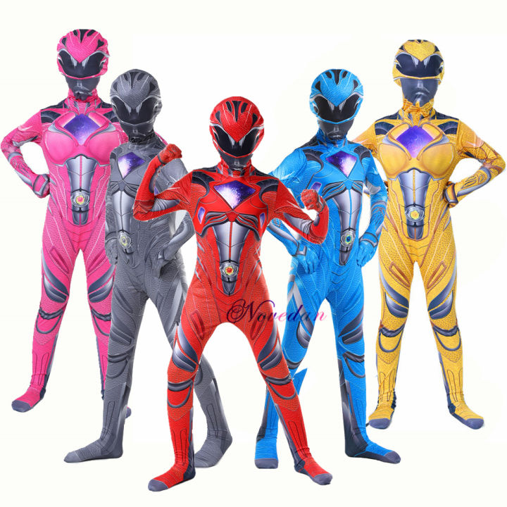 Rangers Costume Boys Power Mecha Five Beast Cosplay Anime Child Halloween Costumes For Kids Mask Carnival Party Jumpsuits