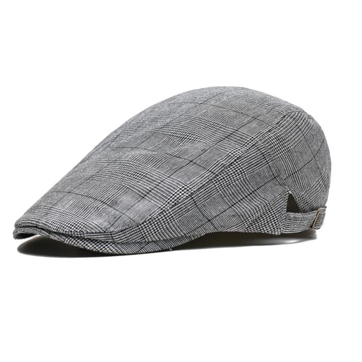 Fashion Men Checks Plaid Cotton Gatsby Cap Driving Sun Flat Cabbie