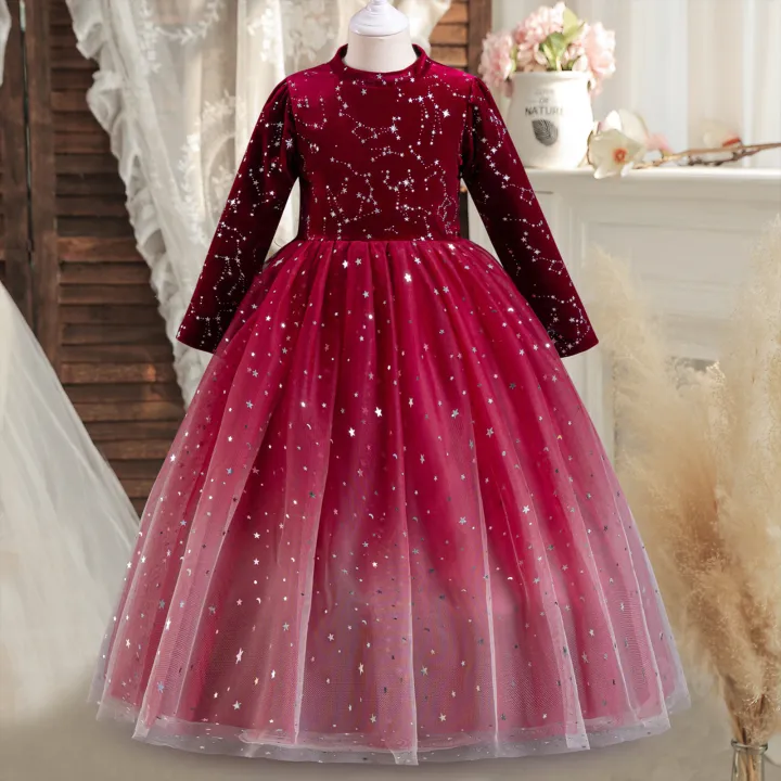 GC%20Girls%20Long%20Sleeve%20Princess%20Dress%20Gradient%20Starry%20Sky%20Mesh%20Skirt%20Velvet%20Party%20Dress%20For%20Wedding%20Masquerade%20Party%20-%20Image%2010
