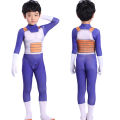 Anime Kids Vegeta Cosplay Costume Suit Superhero Adult Jumpsuit Wig Blue Gold Black Halloween Carnival. 