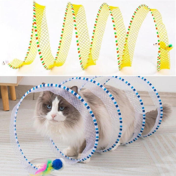 Spring Tunnel Multi-channel Interactive Foldable Indoor Portable Durable Foldable Tunnel for Indoor Use Play Pet Enrichment Feline Fun Entertainment