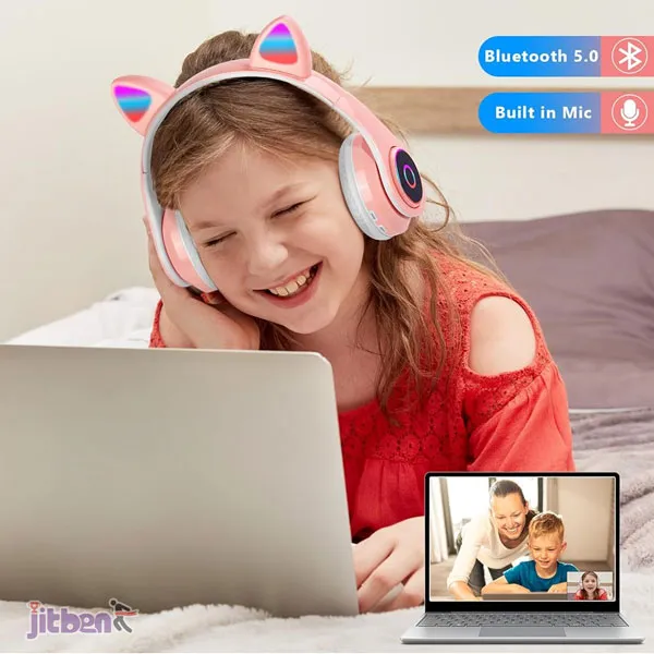 STN28%20LED%20Cat%20Ear%20Headset%20Noise%20Cancelling%20Headphones%20Bluetooth%205.0%20Colorful%20Kids%20Headset%20Support%20TF%20Card%203.5mm%20Plug%20with%20Mic%20-%20Image%206