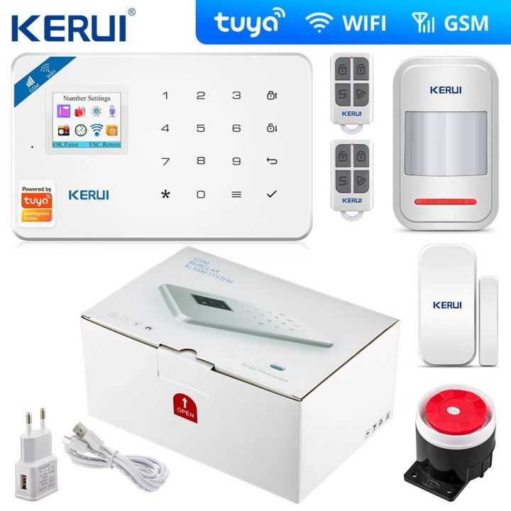 KERUI W181 WIFI GSM Tuya Smart House Security Alarm System Burglar  Devices App Control Siren Wireless Compatible with wireless PIR sensor, door sensor, smoke detector, gas detector, panic button