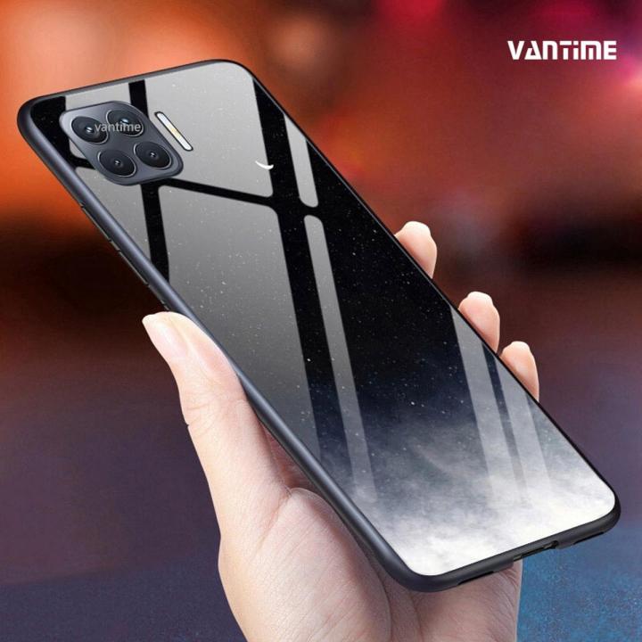 Vantime for OPPO F17 Pro Case Starry Sky Phone Back Hard Glass Cover