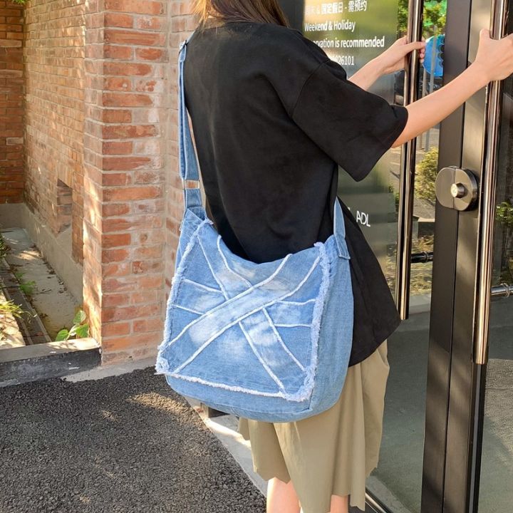 New%20Korean%20Casual%20Women's%20Cross-Body%20Bag%20Cross-Border%20Washed%20Denim%20Messenger%20Bag%20Holiday%20Shopping%20Trendy%20One-Shoulder%20Bag%20-%20Image%202
