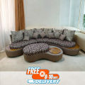 CORNER/Oval Shape SOFA S-990 Segun WOOD SOFA,Wood Color. 