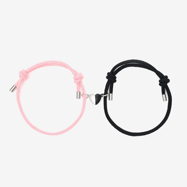 2Pcs/Set Lovers Heart Couple Magnetic Distance Bracelet