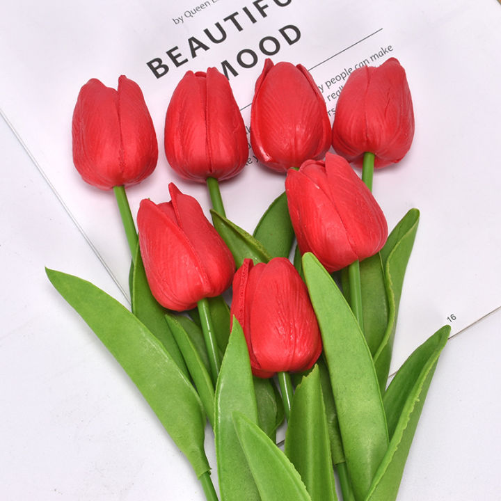 1%20Pcs%20Cute%20Red%20Pink%20Purple%20Tulips%20Artificial%20Flower%20PU%20Tulip%20Real%20Touch%20Wedding%20Decoration%20Home%20Party%20Bride%20Flower%20Bouquets%20-%20Image%204