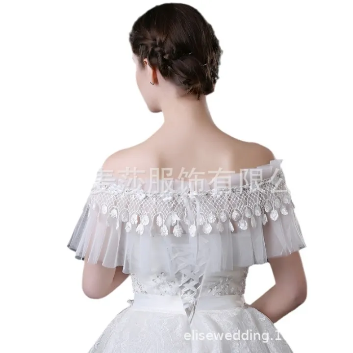 mesh%20lace%20shawl%20women's%20thin%20pullover%20cape%20bridal%20wedding%20dress%20wedding%20shawl%20eBay%20amazon%20-%20Image%205