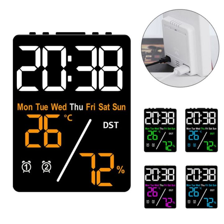 New Wall-mounted Electronic Wall Clock Temperature Date Digital LED Clocks Home Voice Control Display Table Clock for Bedroom