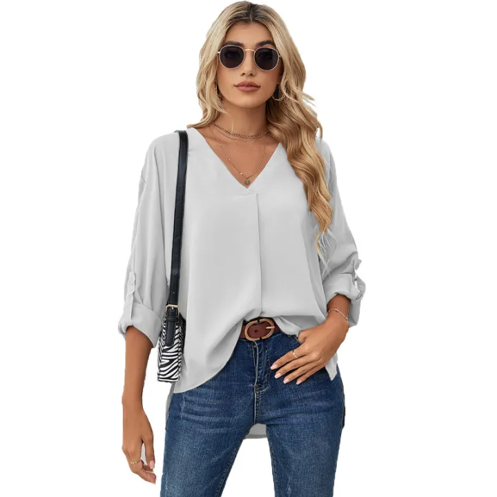 Refined%20Taste%20-%20Ladies%20New%20Design%20For%20Ladies%20Custom%20Logo%20Long%20Sleeve%20Pullover%20Solid%20Color%20Women%20Tops%20-%20Durabilty%20Assured%20-%20Image%202