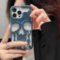 3D Hollow Skull Callous Phone Case for iPhone 15 14 ProMax Plus 13 12 11 Pro Max Luxury Plating Shockproof Ghostface Soft Cover.