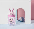 Children's cartoon straw with handheld teapot for elementary school students, water absorbent, fall protection 400ml Number Plastic Kids Water Bottle/Mom pot -1pcs.
