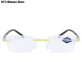 Luxury Diamond Cut Reading Glasses Men Rimless Anti Blue Light Eyeglasses Ladies Plus Prescription Eyewear Diopter 1.0 To +4.0. 