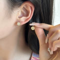 Round cake Haoshi gold summer new niche design fashion generous simple women's stud earrings earrings jewelry.