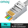 CAT6 CAT7 CAT5E RJ45 Connectors Pass Through Modular Plug Network UTP 3/50μ Gold-Plated 8P8C Crimp End for Ethernet Cable. 