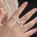 Silver Color Flower Adjustable Ring for Women. 