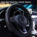 Leather Universal Car Steering-wheel Cover Car-styling Sport Auto Steering Wheel Covers Universal model . black. 