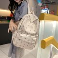 Korean Student School Backpack Floral White School Bags For Teenage Girls Cute Women's Backpack Brand Book Pack Nylon Rucksack. 